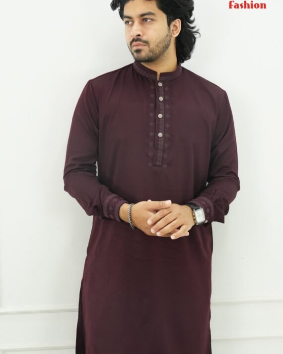 Men's Semi-Fit Embroidered Panjabi