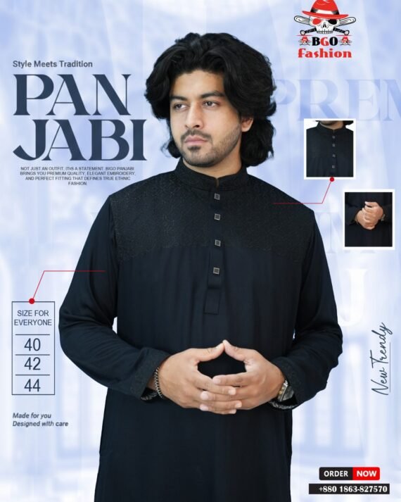 Premium Black Embroidered Panjabi